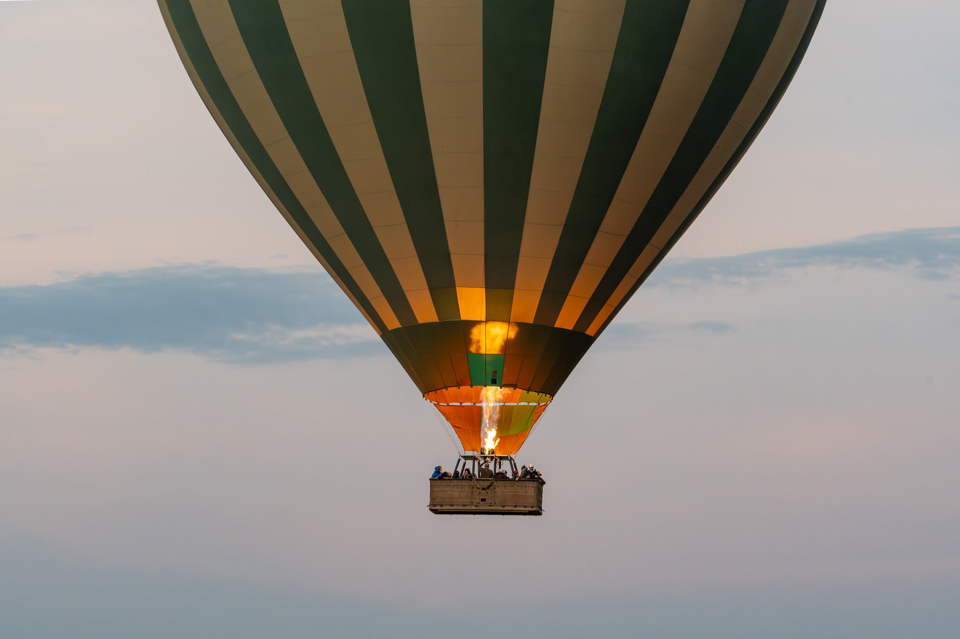 Hot air balloon luxury safari against a clear sky