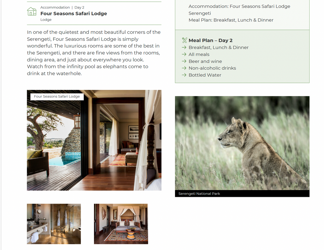 Two images showing interior and sleeping room views of a hotel room in Arusha.