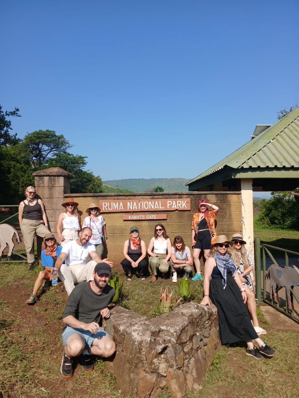 The photograph, taken by our clients at the official Ruma National Park signage, is shared with permission and credited to our tour guide, Duncan.