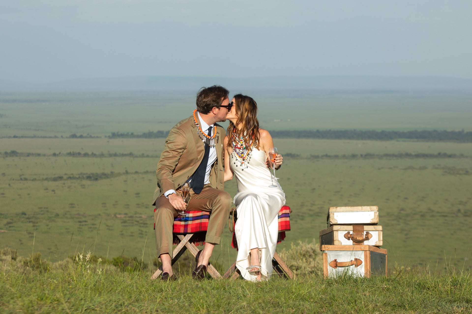 Wedding Couple Celebrating at the Maasai Mara